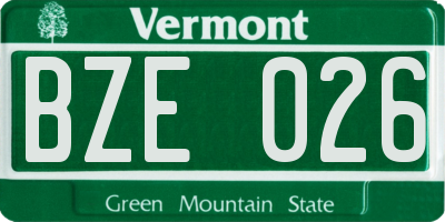 VT license plate BZE026