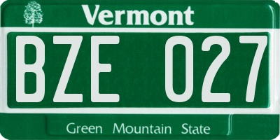 VT license plate BZE027