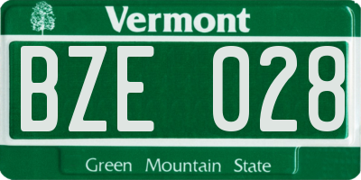 VT license plate BZE028