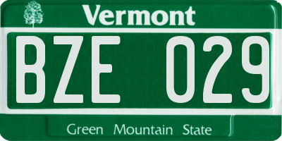 VT license plate BZE029