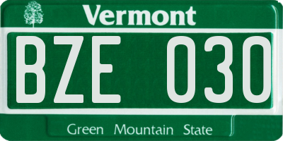 VT license plate BZE030