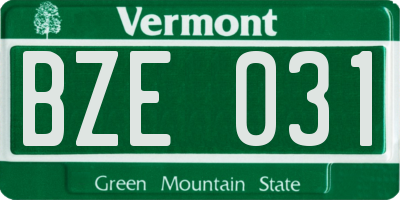VT license plate BZE031