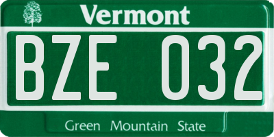 VT license plate BZE032
