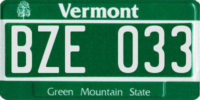 VT license plate BZE033