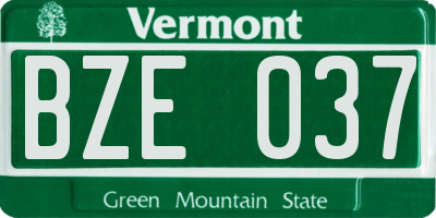 VT license plate BZE037