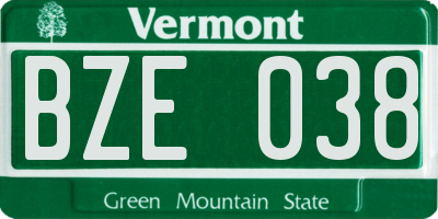 VT license plate BZE038
