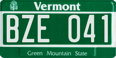 VT license plate BZE041