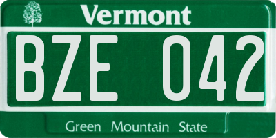 VT license plate BZE042