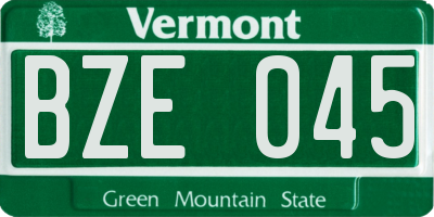 VT license plate BZE045