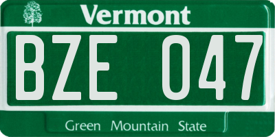 VT license plate BZE047