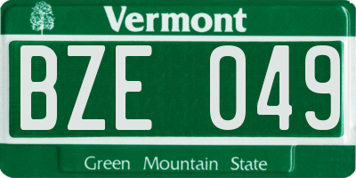 VT license plate BZE049
