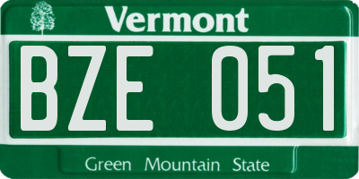 VT license plate BZE051