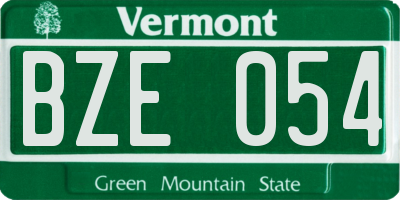 VT license plate BZE054