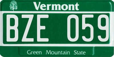 VT license plate BZE059