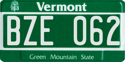 VT license plate BZE062