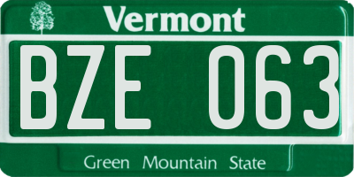 VT license plate BZE063