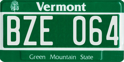 VT license plate BZE064