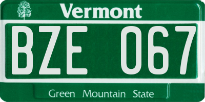VT license plate BZE067