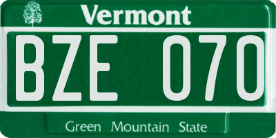 VT license plate BZE070
