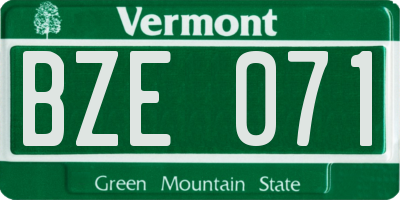 VT license plate BZE071
