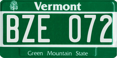 VT license plate BZE072