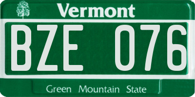 VT license plate BZE076