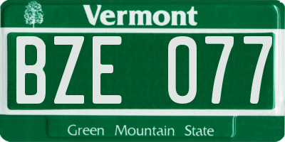 VT license plate BZE077