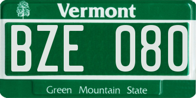 VT license plate BZE080