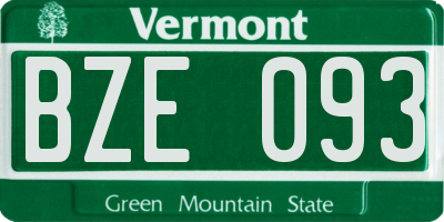 VT license plate BZE093