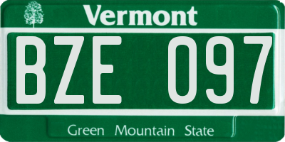 VT license plate BZE097