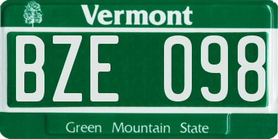 VT license plate BZE098