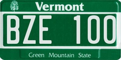 VT license plate BZE100