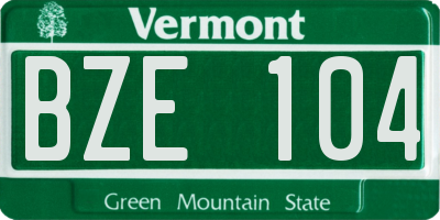 VT license plate BZE104