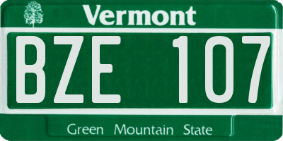 VT license plate BZE107