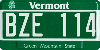 VT license plate BZE114
