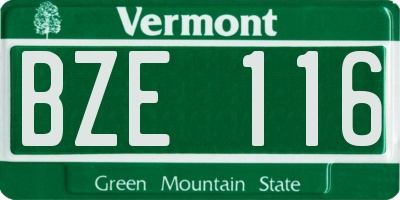 VT license plate BZE116