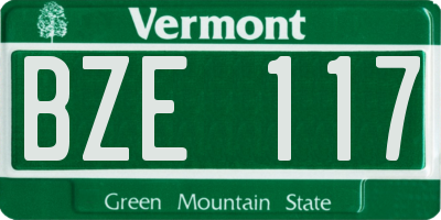VT license plate BZE117