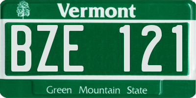 VT license plate BZE121
