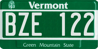 VT license plate BZE122