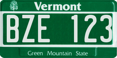 VT license plate BZE123