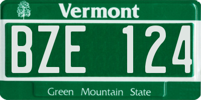 VT license plate BZE124