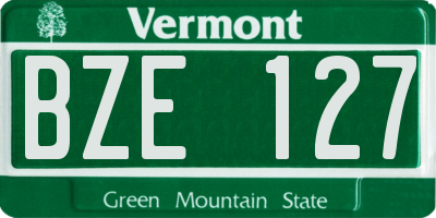 VT license plate BZE127