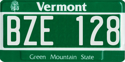 VT license plate BZE128