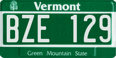 VT license plate BZE129