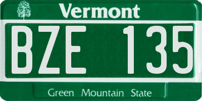 VT license plate BZE135