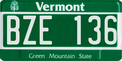 VT license plate BZE136