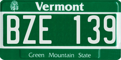 VT license plate BZE139