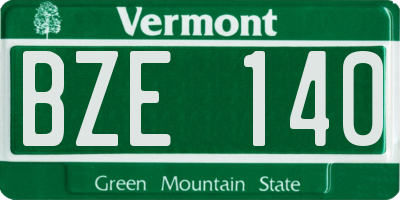 VT license plate BZE140