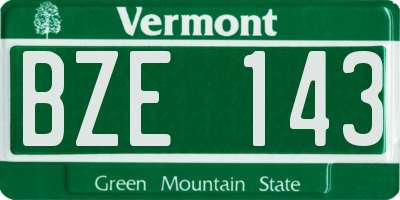 VT license plate BZE143