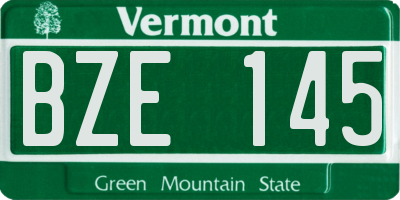 VT license plate BZE145